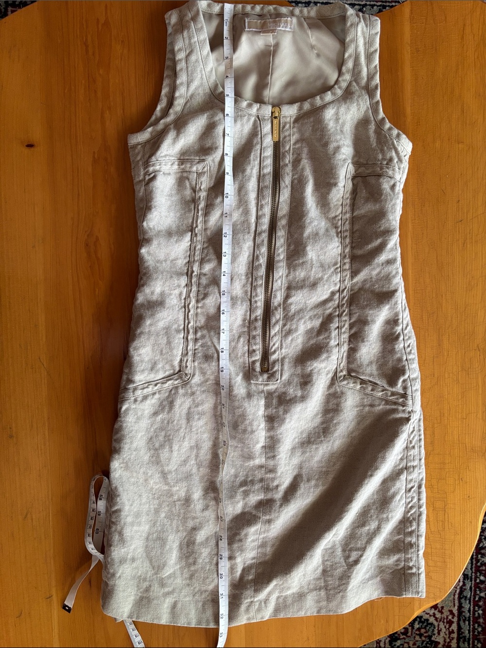 Michael Kors Beige Sleeveless Zip-Front Mini Dress - Picture 7 of 7